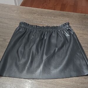 LOFT Black Faux Leather Elastic-Waist Mini Skirt